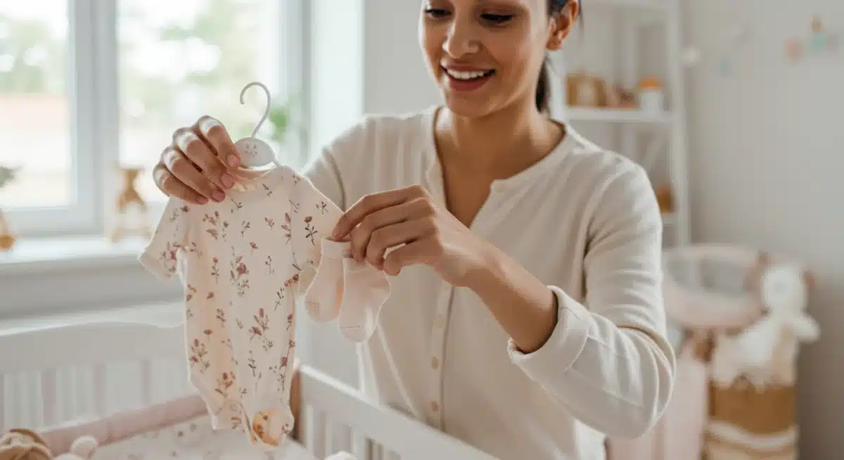Parent choosing soft cotton clothes for baby with eczema