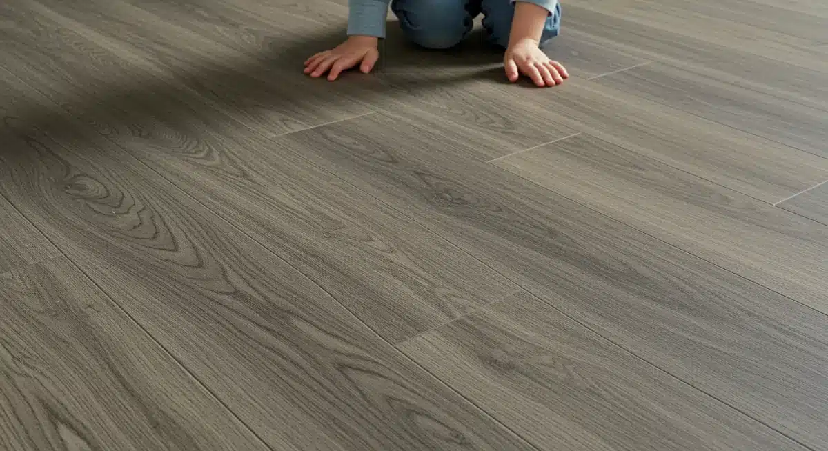 Child playing on durable luxury vinyl plank flooring