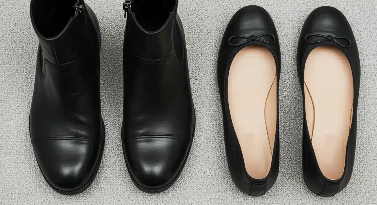 Classic black ankle boots and elegant ballet flats for women