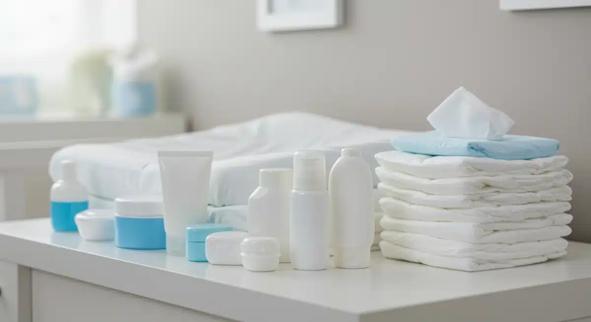 Assortment of diaper rash creams and baby care products