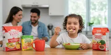 Healthy child eating iron-rich meal