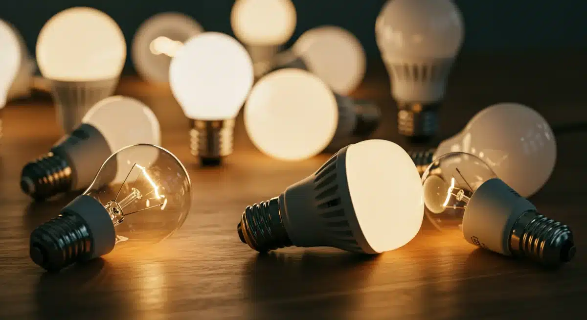 Assortment of energy-efficient LED light bulbs for home use
