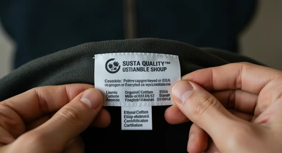 Detailed label showcasing organic cotton certification for eco-friendly apparel