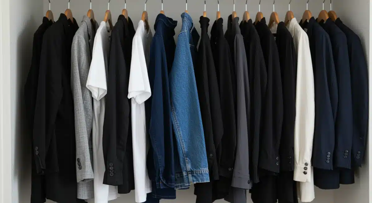 Organized closet with 10 versatile capsule wardrobe items