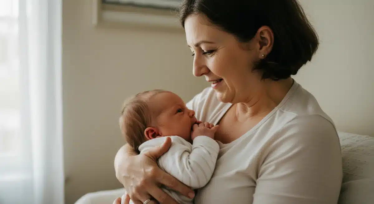 Parent observing baby's mid-hunger cues