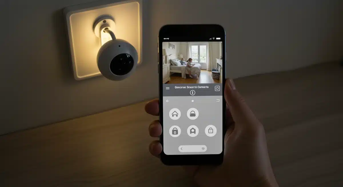Parent checking smart home security on smartphone
