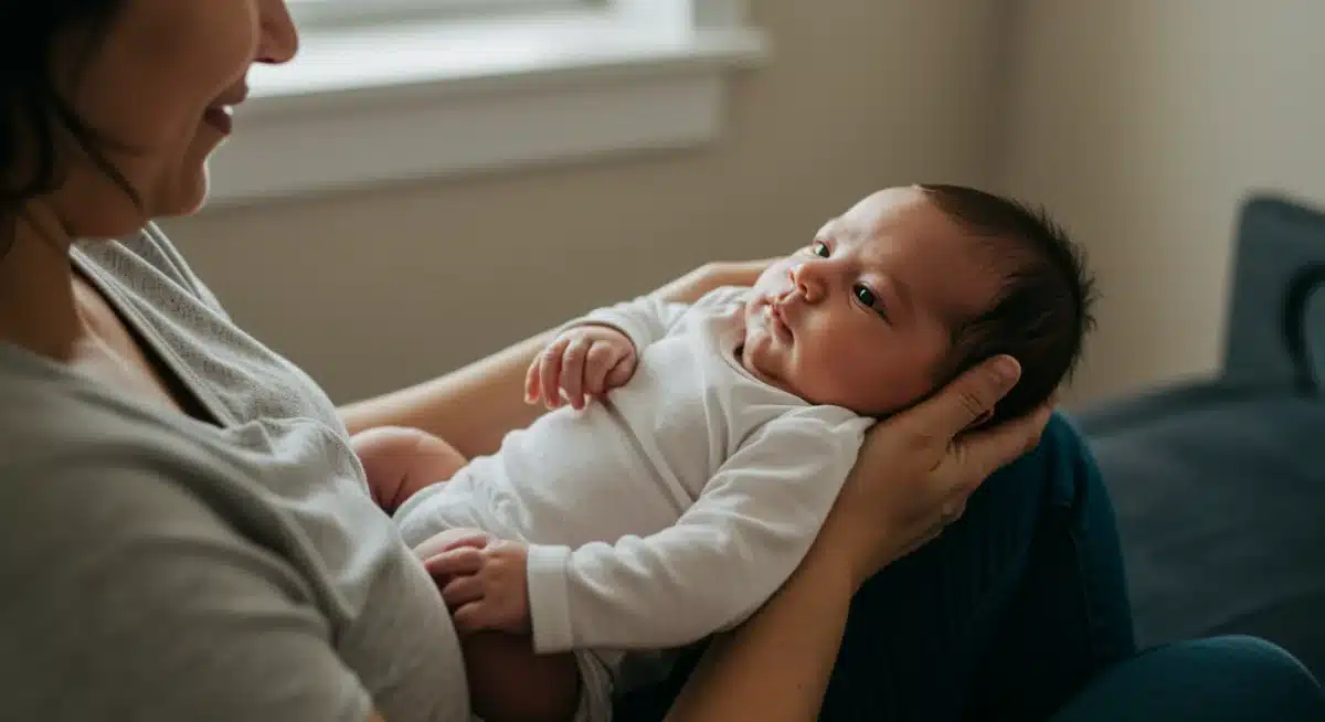 Parent gently rocking and soothing a fussy baby