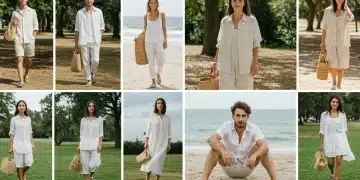 People wearing comfortable, breathable summer fabrics in a park setting.