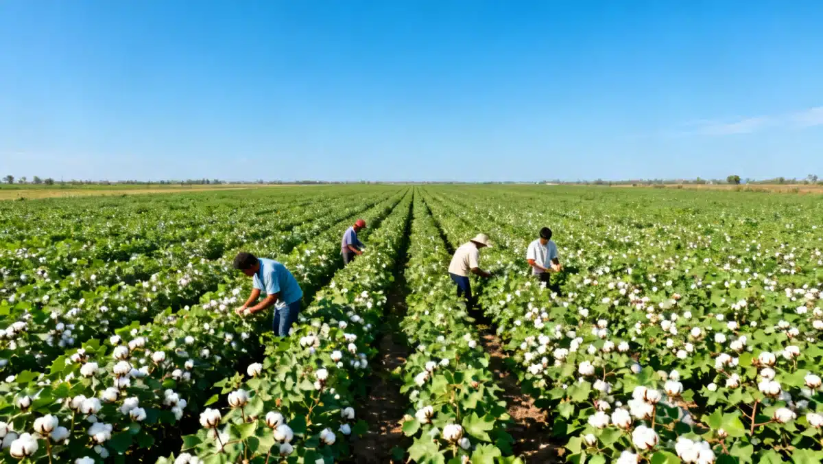 Organic cotton farm, a key source for ethical fashion brands in the US
