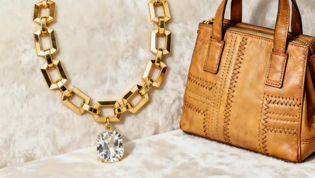 Close-up of a bold accessory, a key item for US fashion identity