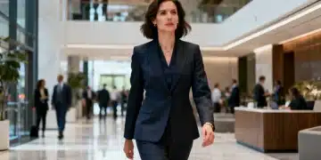 Dress for Success 2026: Woman in modern power suit exudes confidence in professional setting