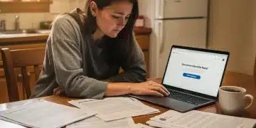 Parent applying for disability benefits for child at kitchen table with documents